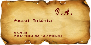 Vecsei Antónia névjegykártya